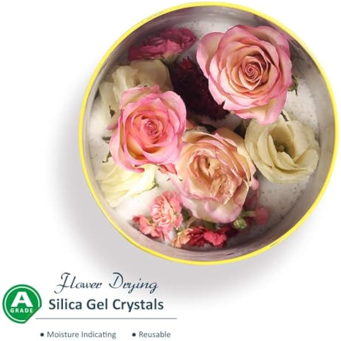 wisedry Silica Gel for Drying Flowers 5 LBS (2.2KG), Fine Crystals< 1mm, Color Indicating Desiccant, Reusable Silica Sand