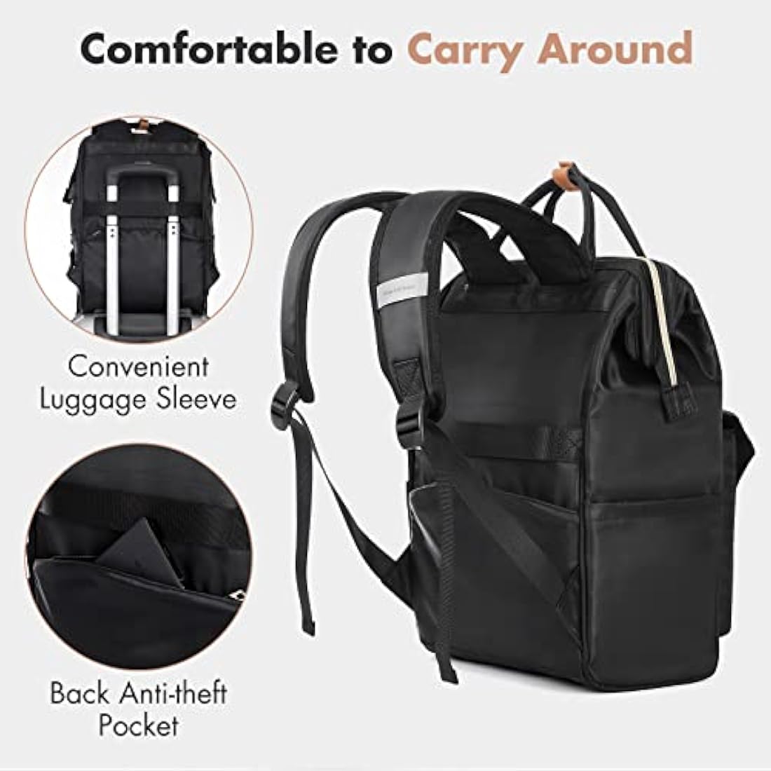Lekesky Laptop Backpack Women Rucksack Bags 15.6 Inch Laptop Backpack with USB Port School Bag for Travel Business College Women Men- Black