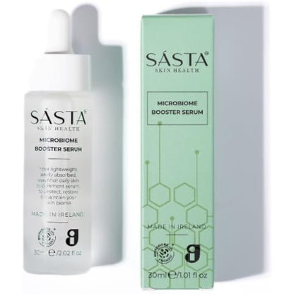 Sásta Microbiome Booster Serum – Prebiotic & Postbiotic Face Serum for Skin Barrier Repair, Hydration, & Anti-Redness, Suitable for All Skin Types 30ml