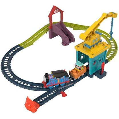 Thomas & Friends Motorized Toy Train Set Fix 'em Up Friends with Carly the Crane & Sandy the Rail Speeder for Preschool Kids Ages 3+ Years, HDY58