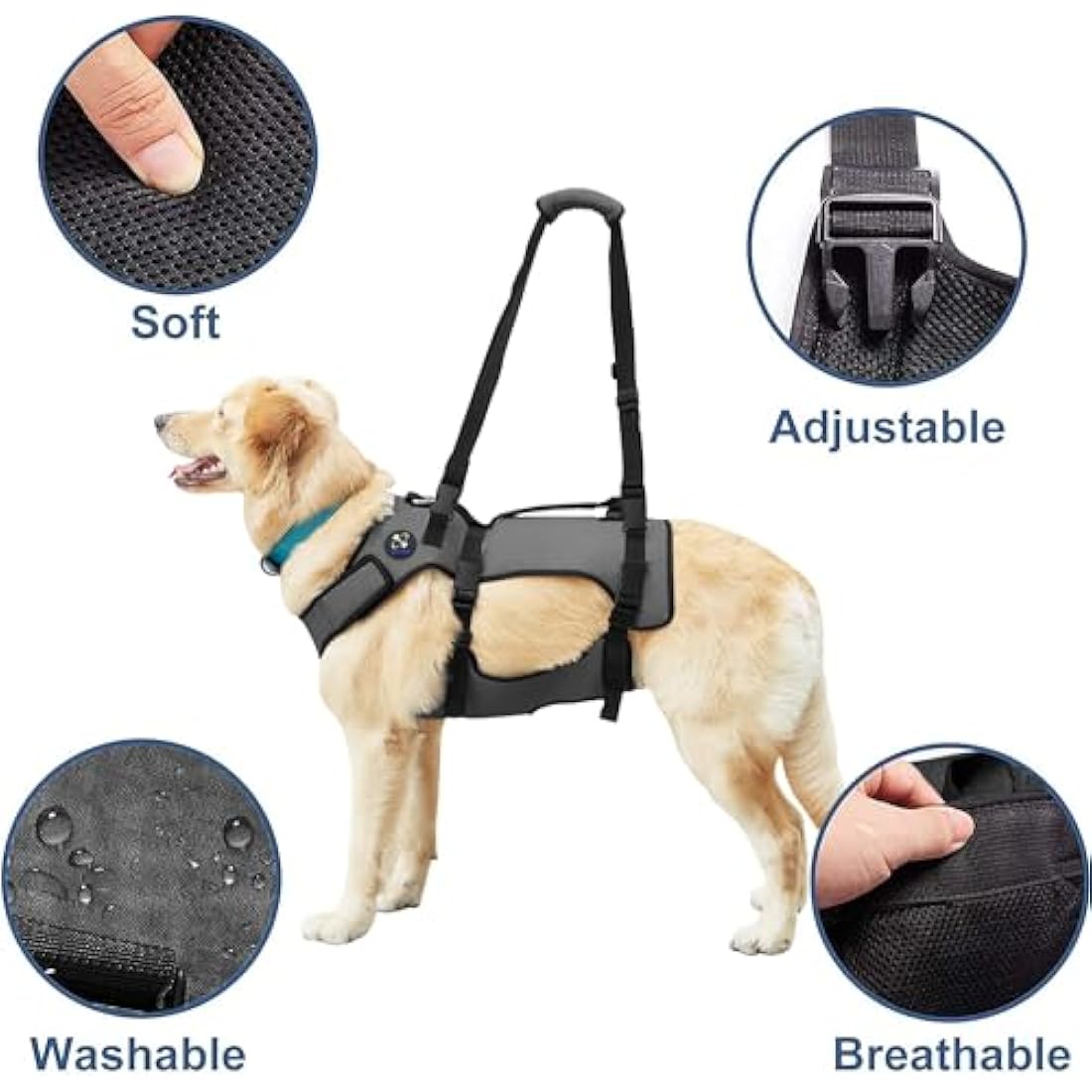 Coodeo Dog Lift Harness, Support & Recovery Sling, Pet Rehabilitation Lifts Vest Adjustable Breathable Straps for Old, Disabled, Joint Injuries, Arthritis, Paralysis Dogs Walk (Grey,2XLarge)