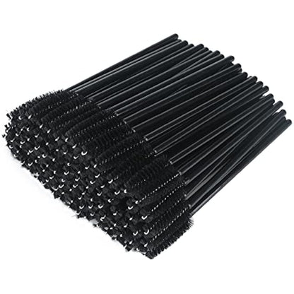 G2PLUS 100 PCS Black Eyelash Brushes Spoolies - Eyebrow Spoolie Brushes -Disposable Mascara Wands - Eyelash Extension Brushes for Extensions