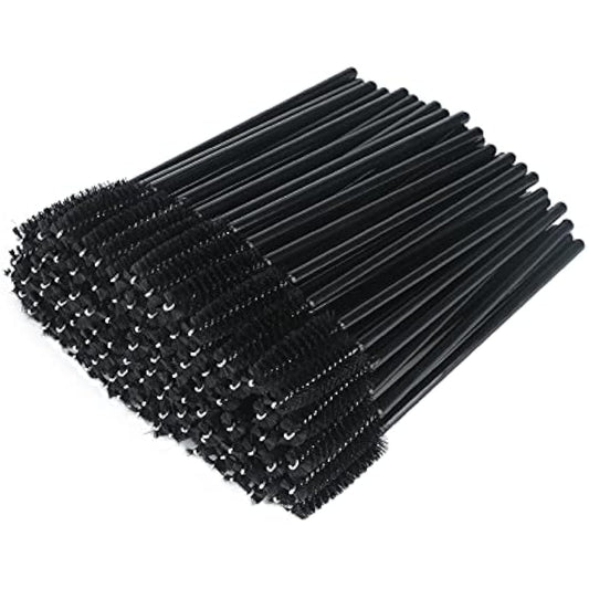 G2PLUS 100 PCS Black Eyelash Brushes Spoolies - Eyebrow Spoolie Brushes -Disposable Mascara Wands - Eyelash Extension Brushes for Extensions