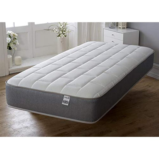 Starlight Beds Essentials Large Brick 2ft6 Hybrid Spring and Memory Foam Mattress. Budget-Friendly with Elegant Grey Design, Soft Firmness, 7.5 Inch Deep Small Single Mattress (75x190x19cm)