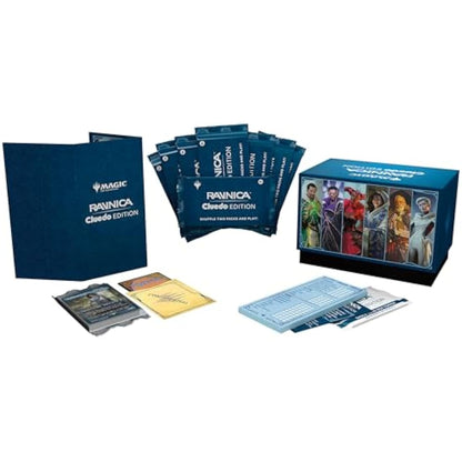 Magic: The Gathering Ravnica: Cluedo Edition - 3-4 Player Murder Mystery Card Game (Includes 8 Ready-to-Play Boosters, 21 Evidence Cards, 1 Foil Shock Land, and Detective Game Accessories)
