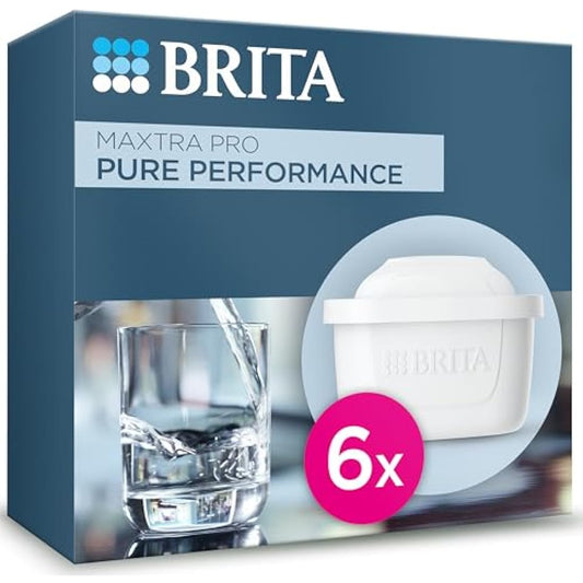BRITA MAXTRA PRO Pure Performance Water Filter Cartridge - 6 Pack - Original BRITA Refill reducing impurities, Chlorine, PFAS, pesticides and limescale for tap Water with Better Taste