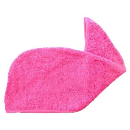 Aztex Luxury Hair Turban Towel - Head Wrap With Loop and Button Fastener, Absorbent and Lightweight Cotton, Multiple Colours, 64 x 23cm - Pink