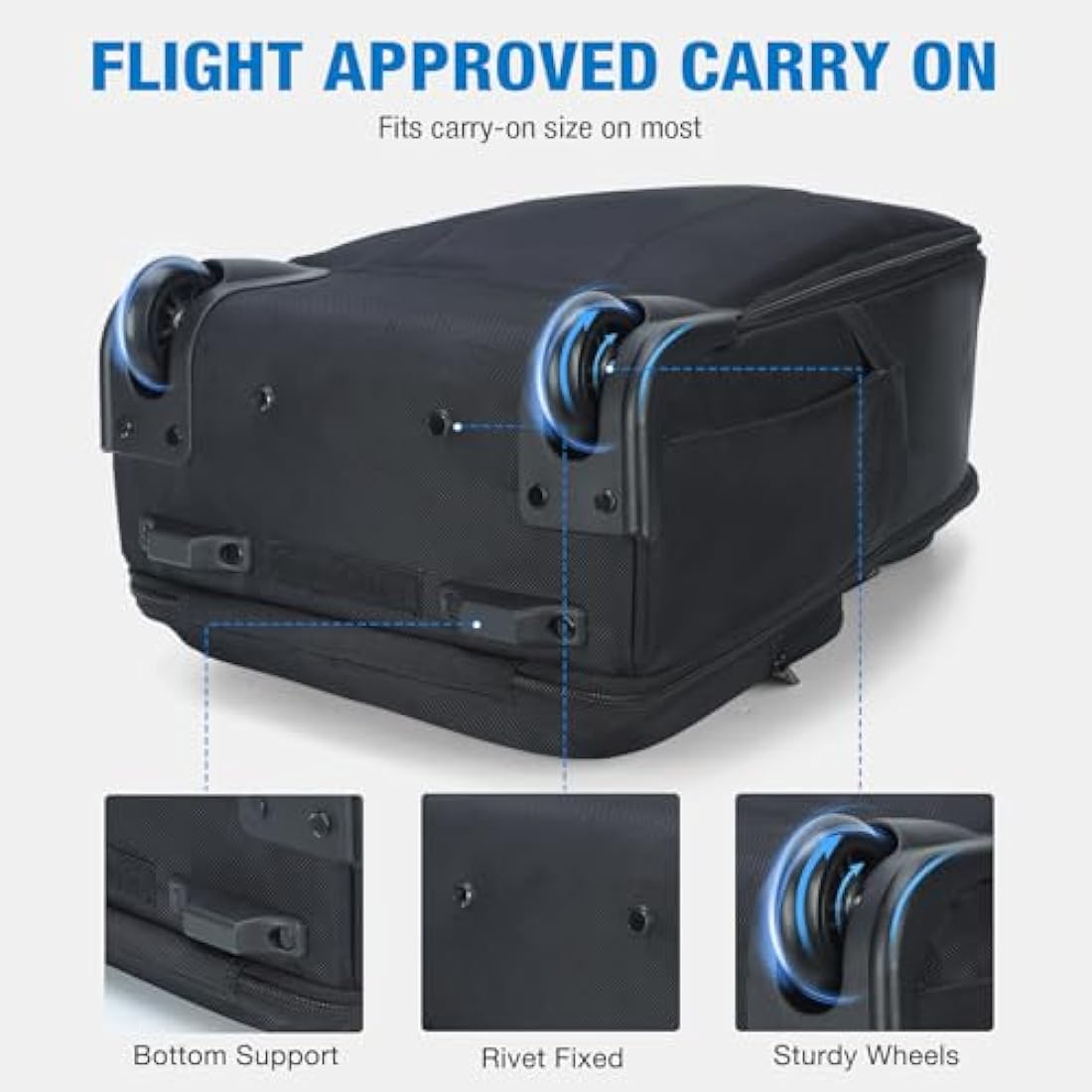 Ponhog Backpack with Wheels - 15.6 inch Laptop Rolling Rucksack on Wheels for Men Women,Wheeled Backpack Flight Approved Water Resistant Carry on Trolley Suitcase for Travel Trip Business,Black