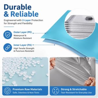 9-Pack Vacuum Storage Bags for Clothes with Electric Pump, Reusable Vacuum Storage Bags, Suitable for Travel, Luggage, Clothing & Home storage