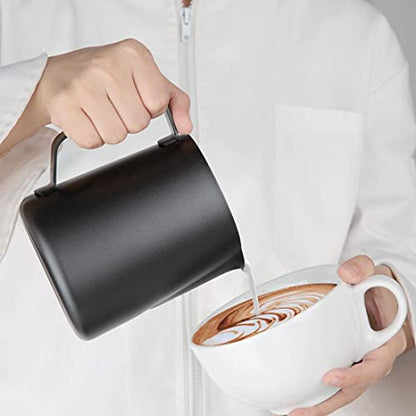 Olympia Black Non-Stick Milk Frothing Jug 900ml - Stainless Steel Jug Steaming Pitcher Dishwasher Safe CM608