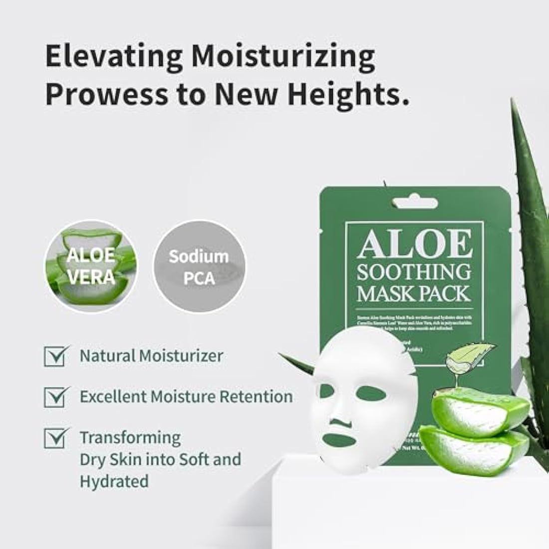 BENTON Aloe Soothing Mask Pack 23g 10 Pack - Aloe & Green Tea Leaf Water Contained Hydrating and Cooling Facial Mask Sheet, Fresh Moisturizing and Cooling Effect