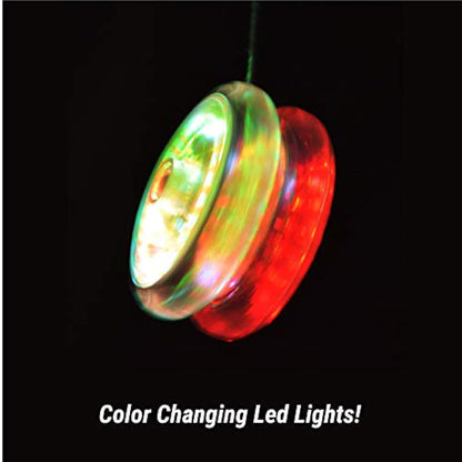Yomega Spectrum – Light up Fireball Transaxle YoYo with LED Lights for Intermediate, Advanced and Pro Level String Trick Play + Extra 2 Strings & 3 Month Warranty (Yellow)