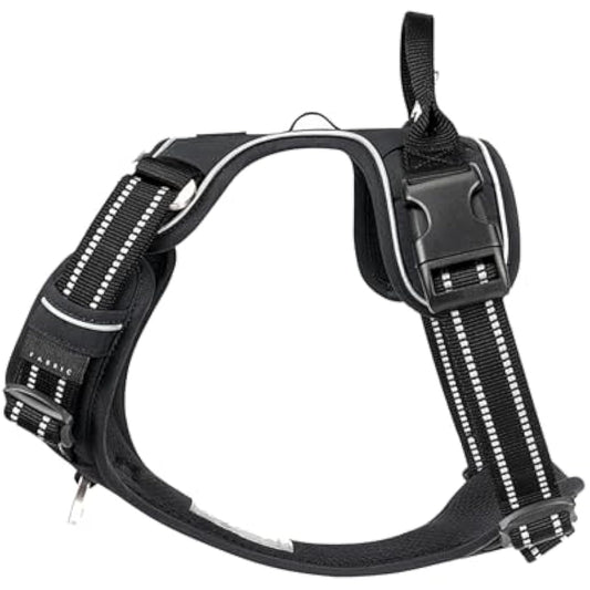 WINHYEPET True Love No-Pull Dog Harness,Adjustable Outdoor Vest Reflective Nylon Soft Pet Harness Dog Suitable Small Medium Large Breeds TLH5654(Black,XL)