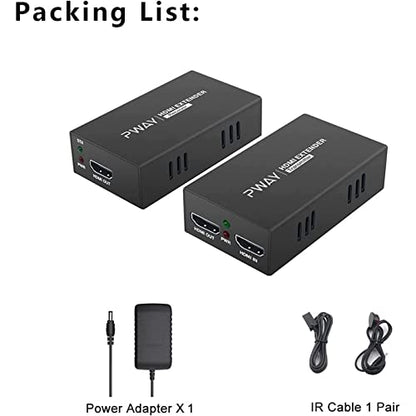PWAY PW-HT225PIR HDMI Extender 195ft/60m Transmission over Single Cat5e/6/7 Full HD 1080P Support IR Control Loop out 3D EDID Function