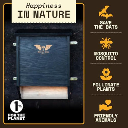 WildYard - The Complete Bat House for Outdoors - Clean Your Backyard from Mosquitoes - Bat Box Without Paint Inside - 2 Chamber Bat Hose - Easy to Hang