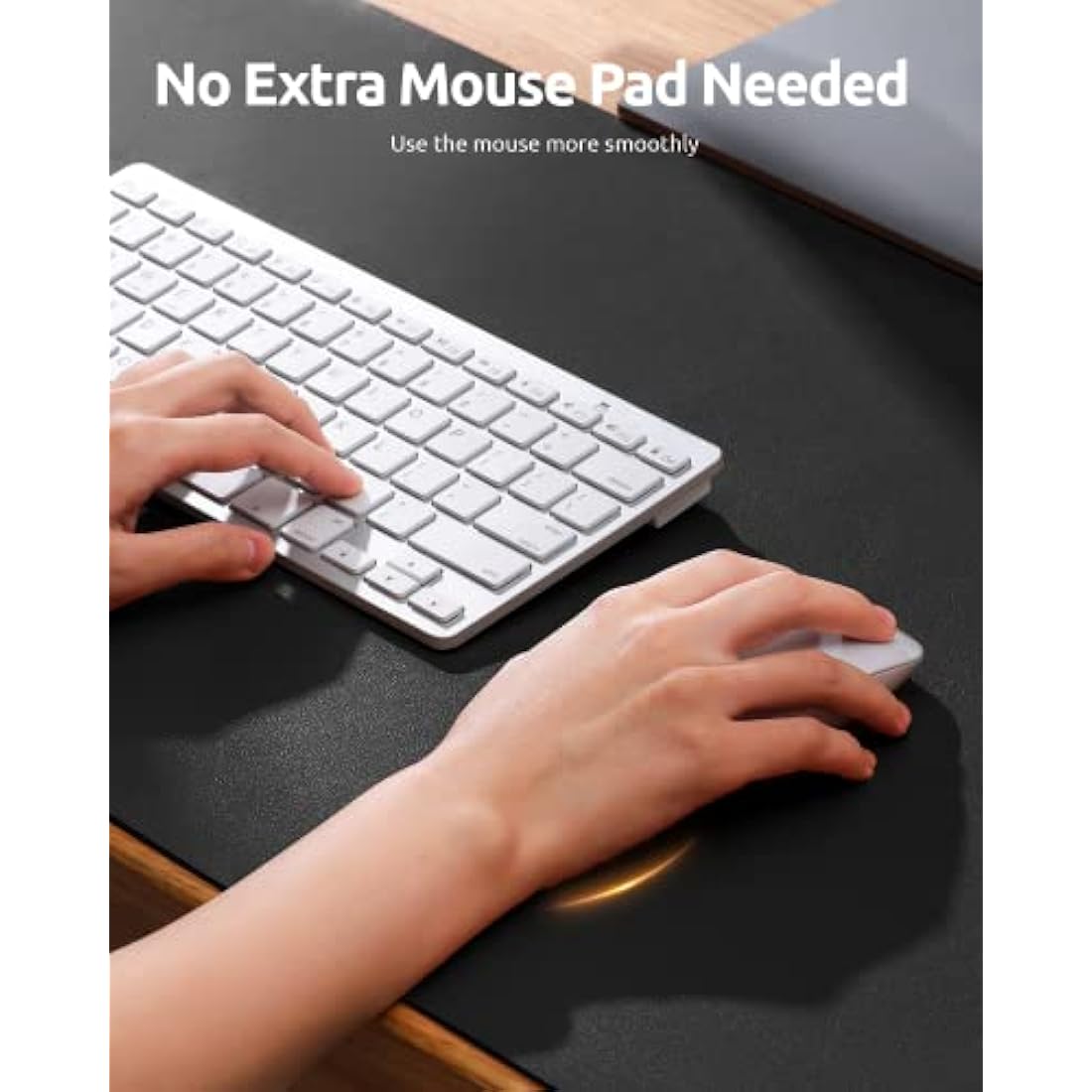 YSAGi Leather Desk Mat, Large Mouse Mat, Non-Slip Desk Pad, Waterproof PU Leather Table Protector Writing Pad for Office and Home (90 x 43 cm, Black)