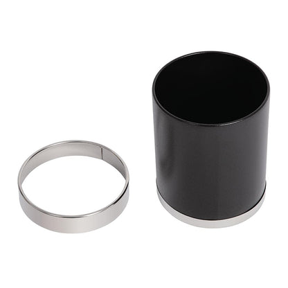 Bolero Mitre Black Waste Paper Bin with Silver Rim -Material Powder Coated Steel