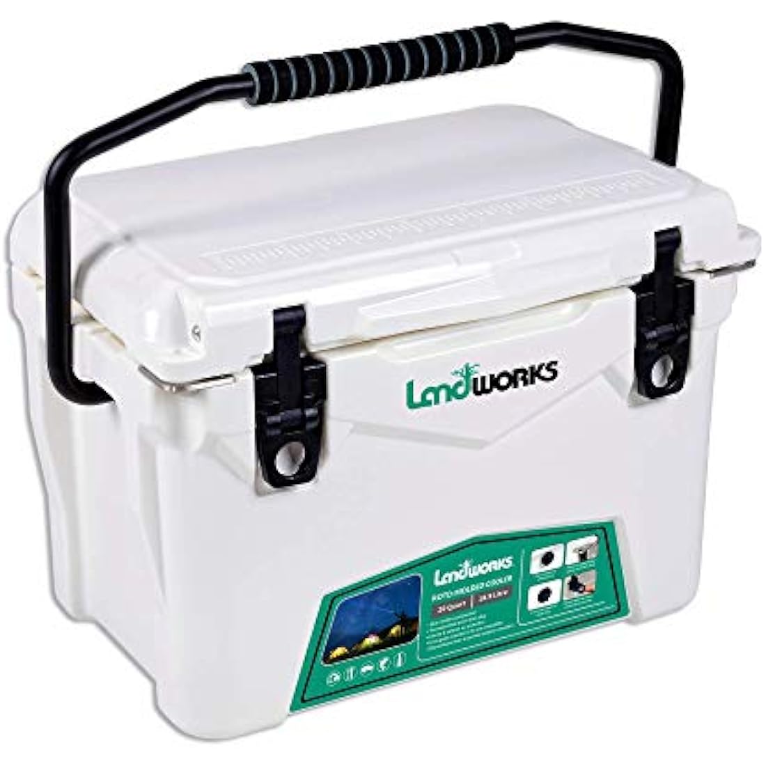 Landworks ENHANCED Rotomolded Cooler 20-45QT, 5-10 Day Ice Retention, Dry Ice Compatible, UV Protection, 15mm Gasket, 2 Bottle Openers, Vacuum Release Valve