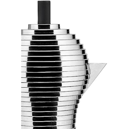 Alessi MDL02/6 B Cast Aluminium Espresso Coffee Maker with a Polyamide Handle & Knob, Aluminium, black, 6 Cups