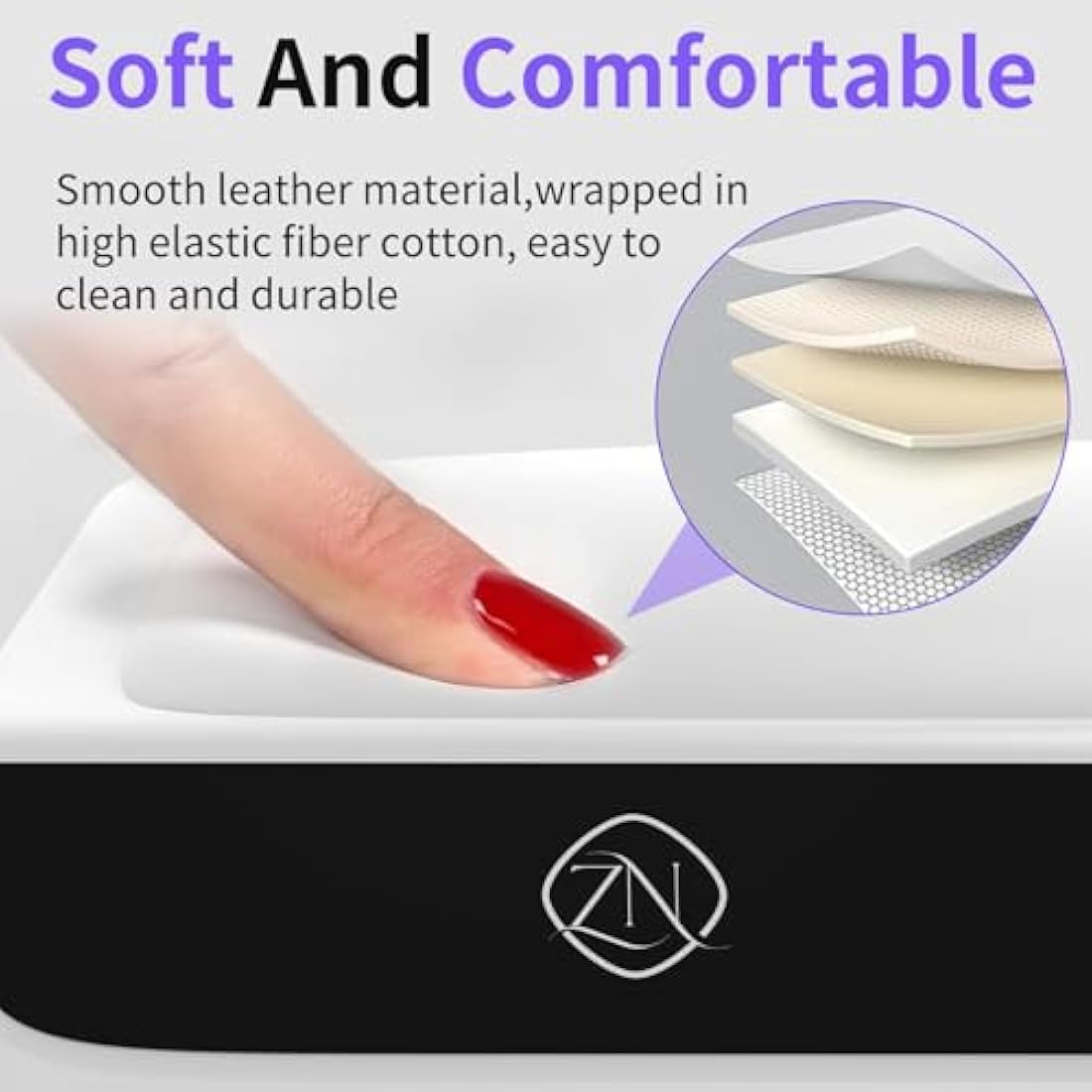 ZIZZON UV LED Nail Lamp with Arm Rest Pillow for Gel Polish 72W Power Nail Light Dryer with 4 Timers and Touch Screen Perfect for Salon or Home Use