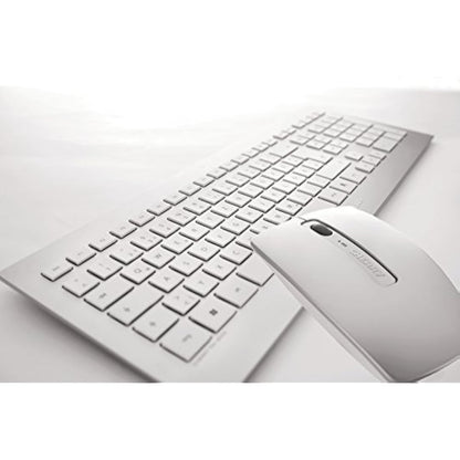 CHERRY DW 8000, Wireless Desktop Set, German Layout (QWERTZ), Battery-Operated, Ultra-Flat Keyboard, 3 Key Mouse with Infra-Red Sensor, Silver/White