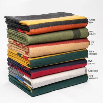 Arcturus Rainier Wool Blanket - 4.5lbs Warm, Heavy, Washable, Large | Great for Camping, Outdoors, Survival & Emergency Kits (Sunset Peak)