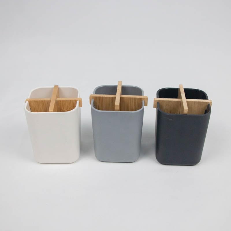 Kandid® Black Bamboo & Biodegradable Toothbrush Holder – Eco-Friendly, Water-Resistant Bathroom Organizer with Removable Divider for Toothbrushes
