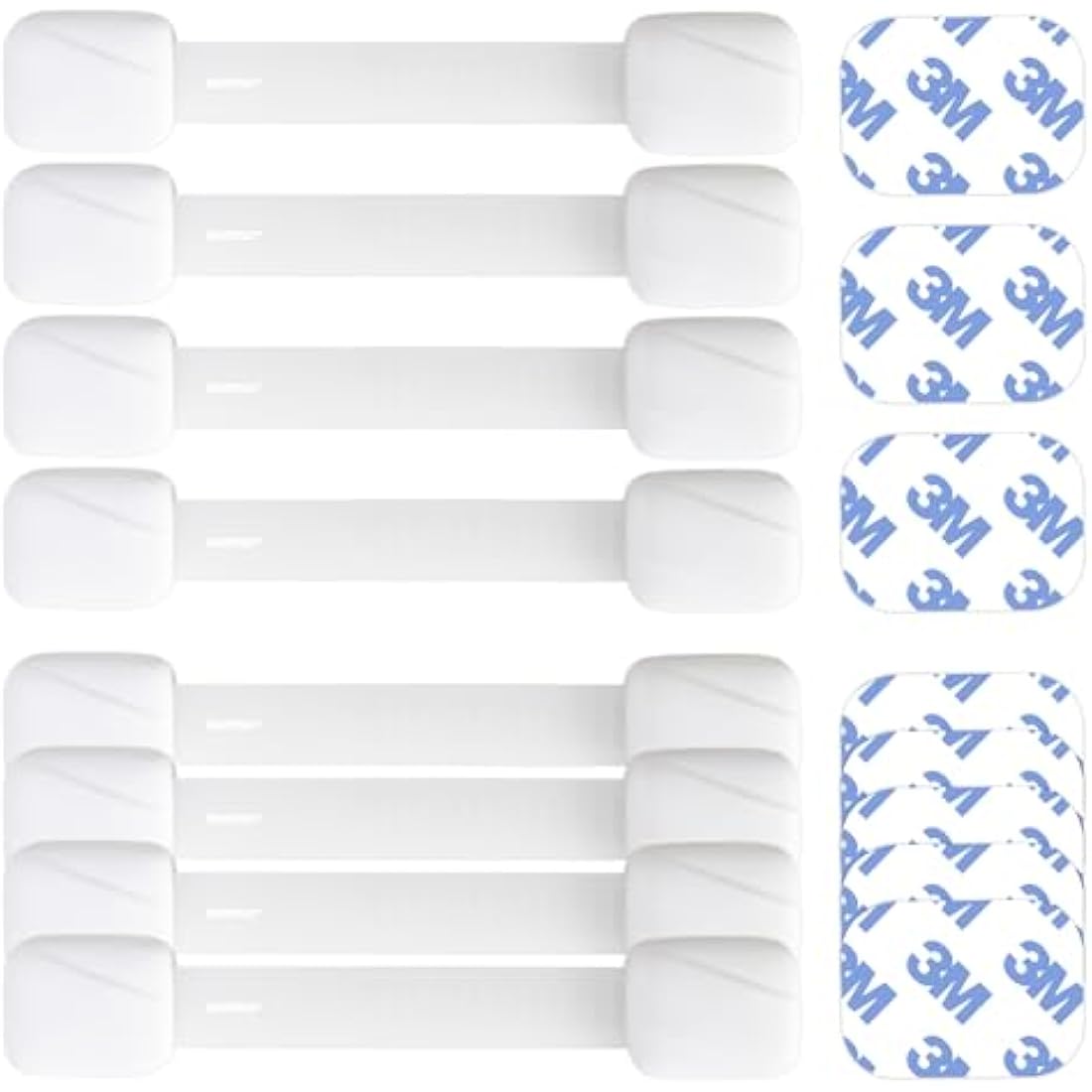 BABYGO® Child Safety Cupboard Locks for Children with Smart Unlock for Kitchen (8 Pack) | Adjustable Straps | Baby Proof Your Home in 30 Seconds | White
