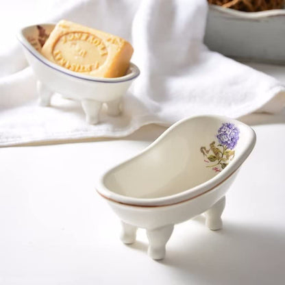 Ceramic Mini Bathtub Soap Dish Decortative Clawfoot Bathroom Soap Dish Style 05
