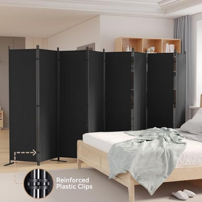 C-Hopetree 8 Panels Room Divider, 180cm Tall Indoor Folding Privacy Screen, Portable Partition Separator, Freestanding Separation Temporary Wall for Office, Bedroom, 404cm W X 180cm H, Black