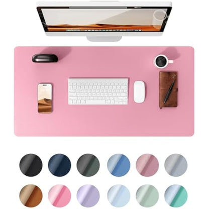 YSAGi Leather Desk Mat, Large Mouse Mat, Non-Slip Desk Pad, Waterproof PU Leather Table Protector Writing Pad for Office and Home (80 x 40 cm, Pink)