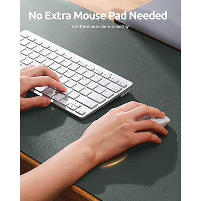 YSAGi Leather Desk Mat, Large Mouse Mat, Non-Slip Desk Pad, Waterproof PU Leather Table Protector Writing Pad for Office and Home (60 x 35 cm, Dark Green)