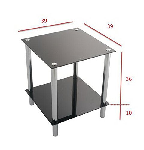 ASPECT Matrix 2-TierBlack Glass Shelving Rack/Side End table