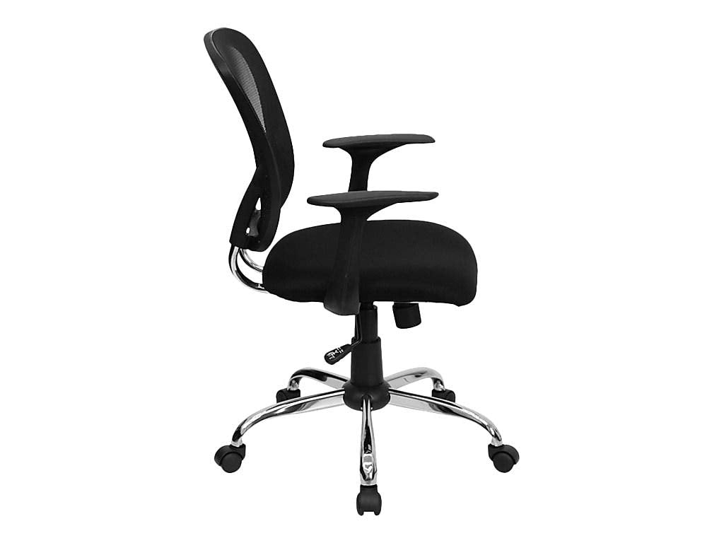 Flash Furniture Mid-Back Mesh Swivel Task Chair with Chrome Base and Arms, Metal, Black, 73.66 x 60.96 x 27.94 cm