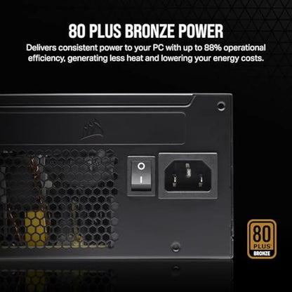 CORSAIR CX550 80 PLUS Bronze Non Modular Low-Noise ATX 550 Watt Power Supply - UK - Black