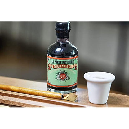 Jacques Herbin - Ref 27909T - 100ml Bottle of 'Special 350 Years' Ink with Inkwell Box & Porcelain Inkwell - Perle Noire / Black Pearl - Black-Coloured Ink