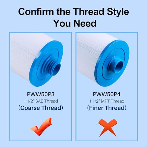 POOLPURE Spa Filters for Hot Tub ???????????????, Replacement for Unicel 6CH-940, Pleatco PWW50P3, PWW50-P3, Filbur FC-0359, Waterway Plastics