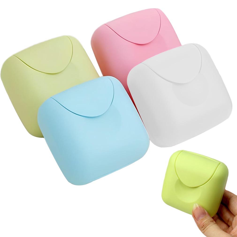 4PCS Travel Soap Case, Soap Bar Travel Soap Dish with Lid Waterproof Leakproof Square Small Soap Box Container Holder Closable Soap Holder Portable