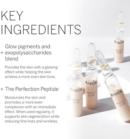 BABOR Perfect Glow Serum Ampoules for the Face, with Glow Pigments for a Radiant Complexion, Vegan Formula, 7 x 2 ml Concentrated Ampoules