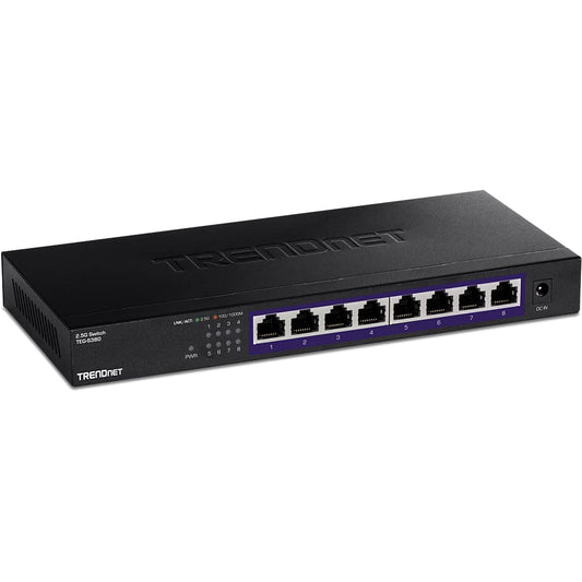 TRENDnet TEG-S380 8-Port Unmanaged 2.5G Switch, 8 x 2.5GBASE-T ports, IEEE 802.3bz (2.5G) compliant, Backwards compatible with 10/100/1000Mbps