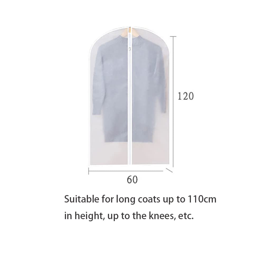 Garment Covers Dustproof Clothes Covers Moth Proof Coat Bag with Zip PEVA Translucent Dress Cover Waterproof Anti-mite Breathable Suit Protector 5pcs