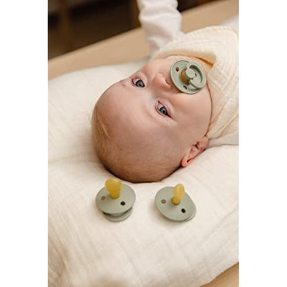 BIBS Colour Soother 2-Pack, BPA Free Dummy Pacifier, Round Nipple. Natural Rubber Latex, Made in Denmark, Size 2 (6-18 Months), Sky Blue