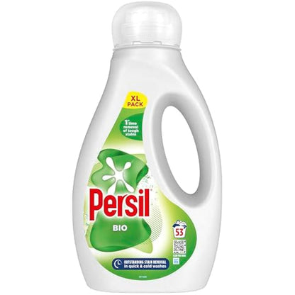 Persil Bio Laundry Washing Liquid Detergent 1st time removal of tough stains outstanding stain removal in quick & cold washes 53 washes (1.431 L)