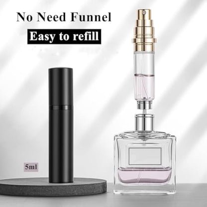 Aurdox Perfume Atomiser, Portable Travel Size Perfume Bottles, Dispensers, Atomizers with Pump for Women and Men, 5ml/black