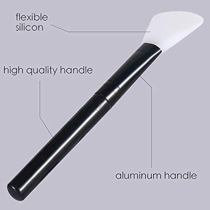 Face Mask Brush Silicone 2PCS Flexible Facial Mud Mask Applicator Brush, Hairless Moisturizers Applicator Tools, Wood Handle Mask Applicator for Mud, Clay, Charcoal Mixed Mask