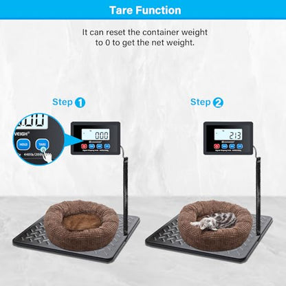 UNIWEIGH Postal Scales,440lbs x 10g Digital postage scales,Durable Alloy Steel Platform,Heavy Duty Scales for Packages/Warehouse/Luggage,Parcel scales with LCD/Hold/Tare function,batteries&USB Powered