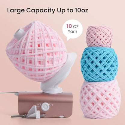 Winartton Yarn Winder, Electric Yarn Ball Winder for Crocheting, Heavy-Duty 10 oz Large Capacity Automatic Yarn Cake Winder Spinner Roller, Ideal Crocheting Tools for Knitting Lovers, Rose Gold
