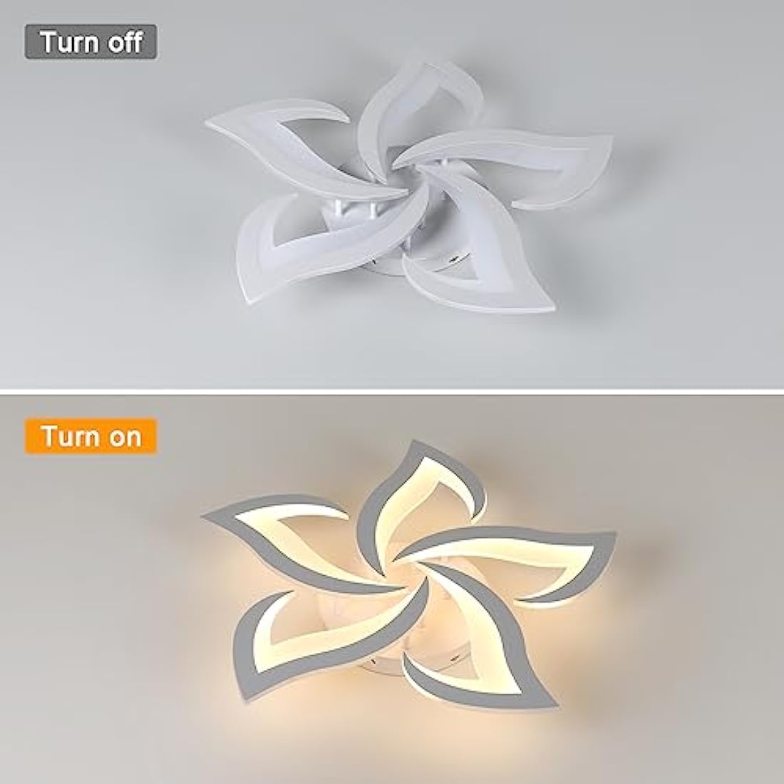 Riserva LED Ceiling Light Dimmable, White Ceiling Lamp Modern with Remote Control, Creative Petal Ceiling Light Aluminium for Living Room, Bedroom, Dining Room, Balcony, 40W 60cm