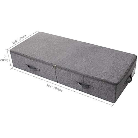Amonsen 100 * 43 * 18 cm Sturdy Shape Underbed Shoes Storage Organizer Containers with Zip Lid, Longer Underbed Organizer Bins, Dark Gray