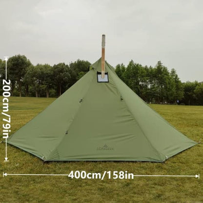 Longeek 4 Person Teepee Tent Camping Hiking Heated Shelter HUT Chimney hot Tipi Easy Set Up